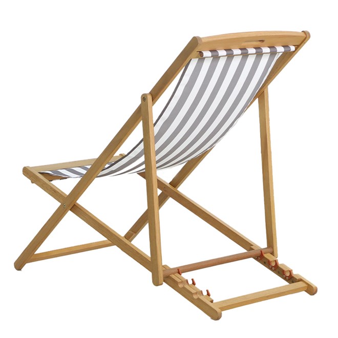 Grey & White Striped Deck Chair