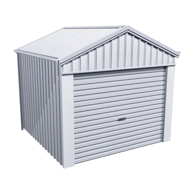 Domestic Gable Roof Shed Stubbie 3.16 x 3.16 x 2.4m Gable End Roller Door Zinc/Al